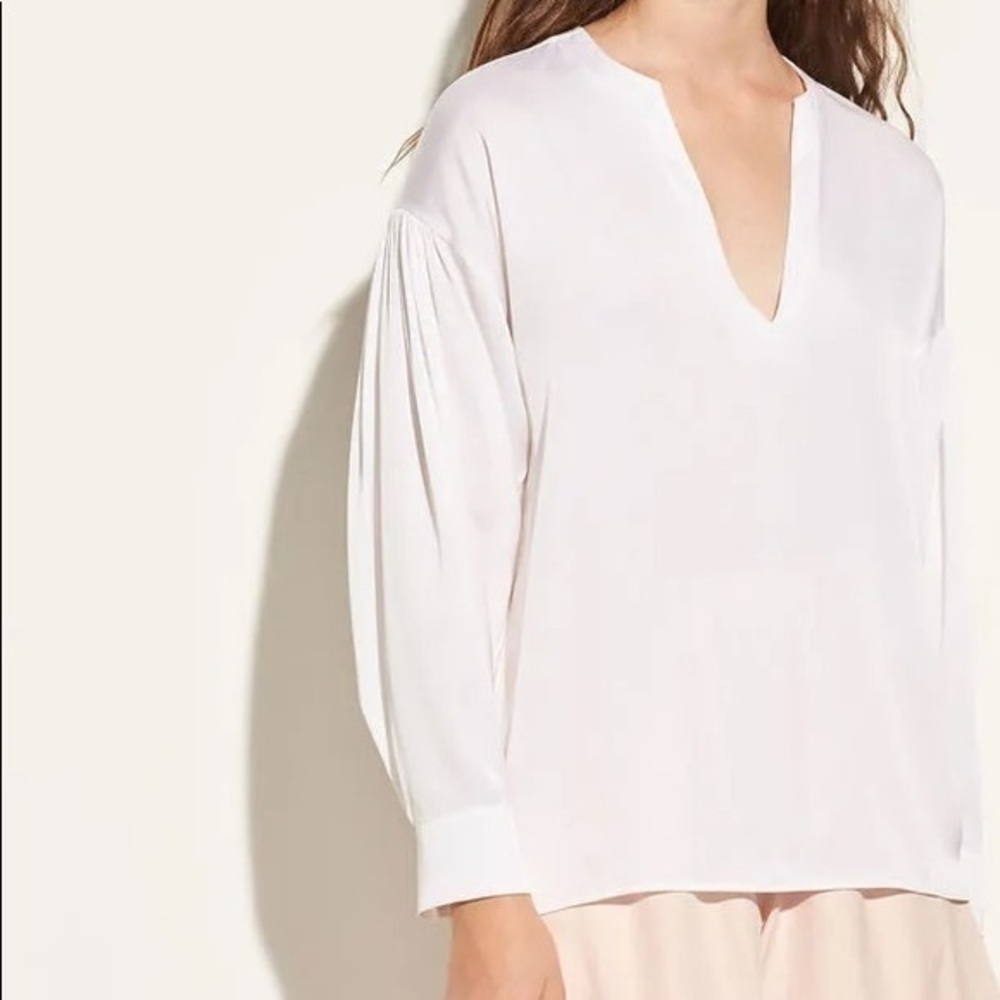 Vince Ruched Back Split Neck Blouse - image 1